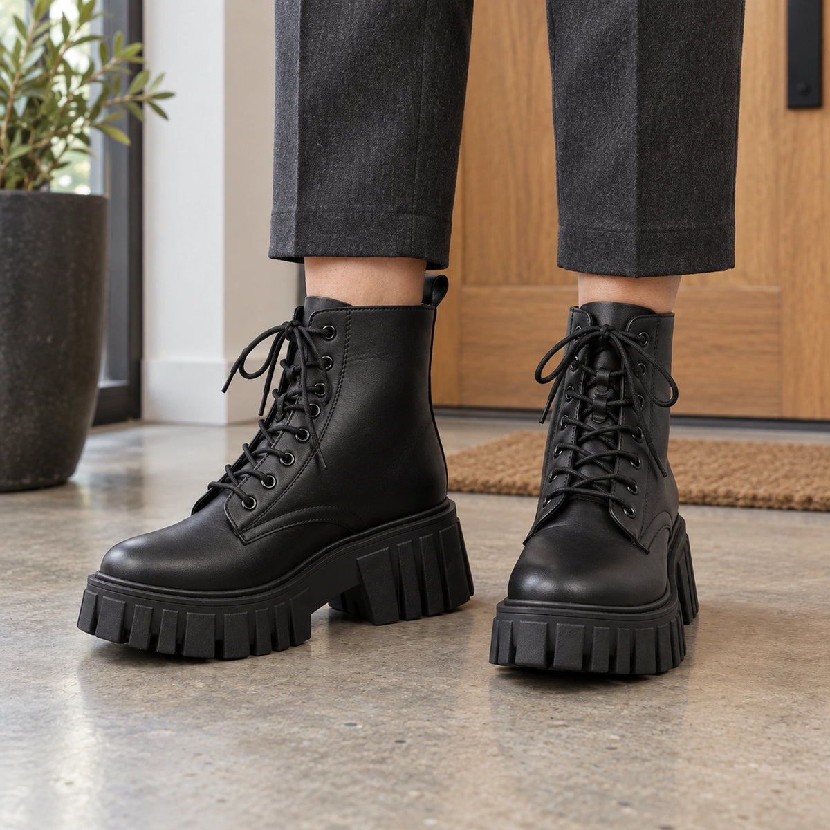 ankle boots — Aria black front — complete product, exact reference photograph