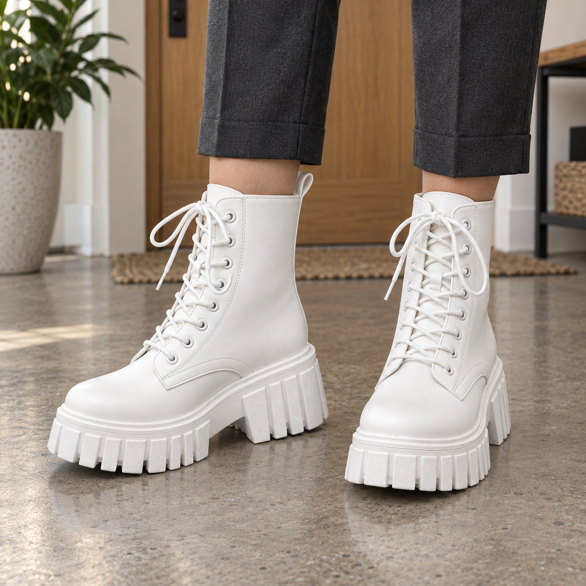 ankle boots — Aria white front — complete product, exact reference photograph — view 2