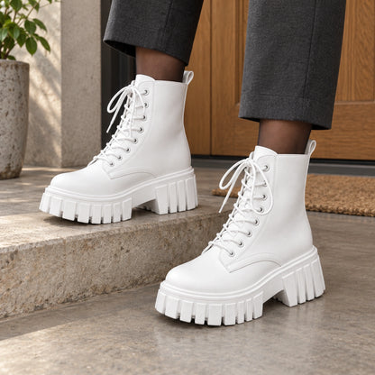ankle boots — Aria white construction — complete product, exact reference photograph — view 4