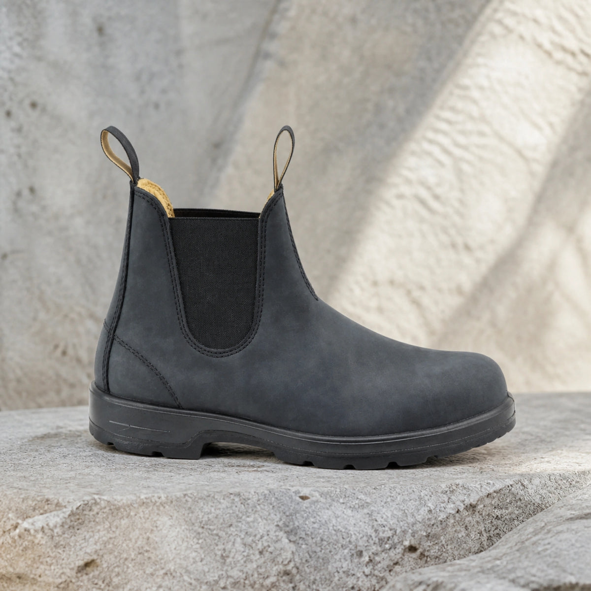 ankle boots — Slate gray Chelsea boot true side profile — view 5