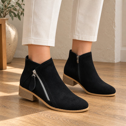 ankle boots — Evelyn black front — complete product, exact reference photograph — view 2
