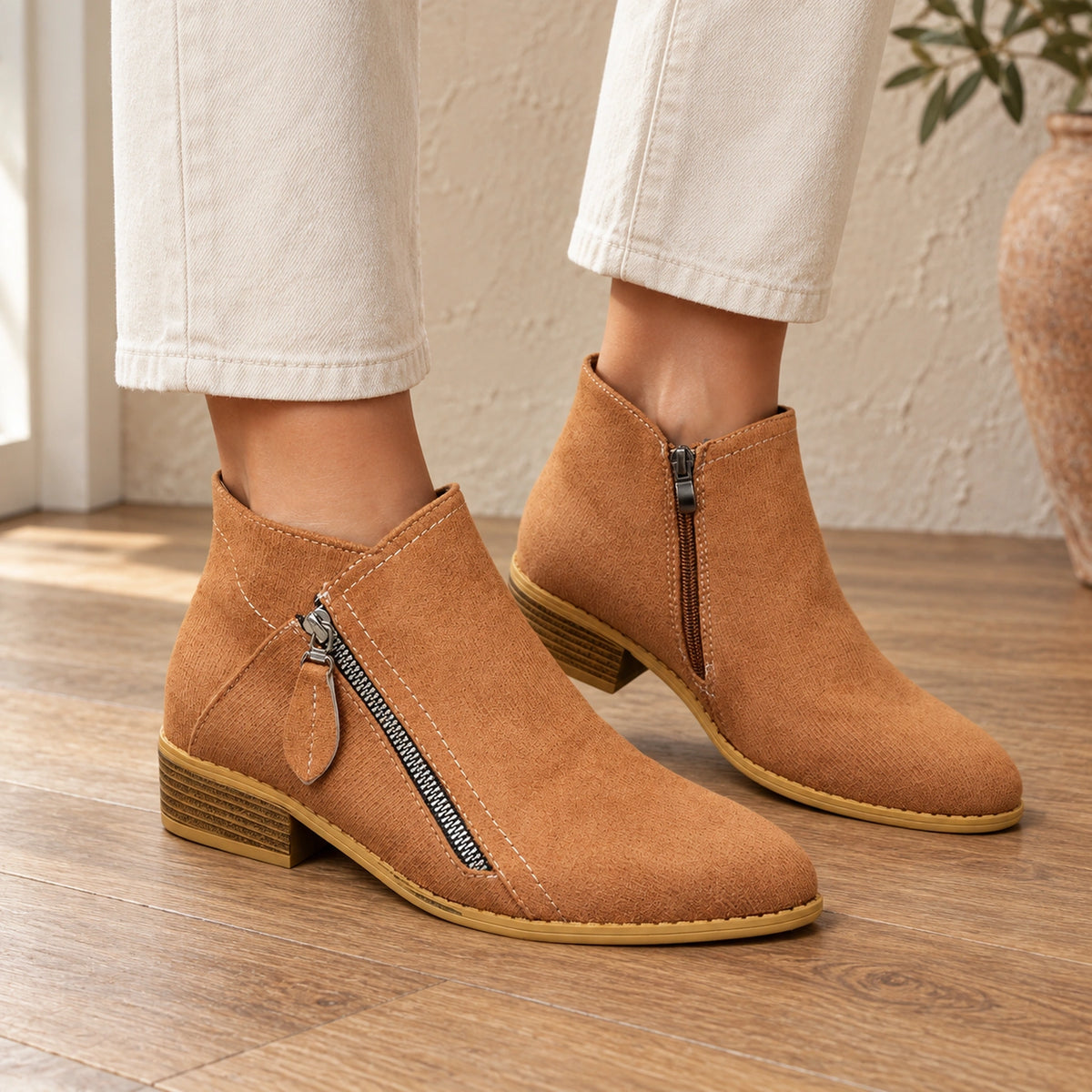 ankle boots — Evelyn brown front — complete product, exact reference photograph — view 4