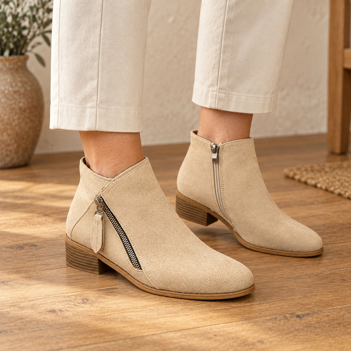 ankle boots — Evelyn beige front — complete product, exact reference photograph — view 5