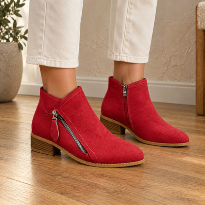 ankle boots — Evelyn red front — complete product, exact reference photograph — view 6