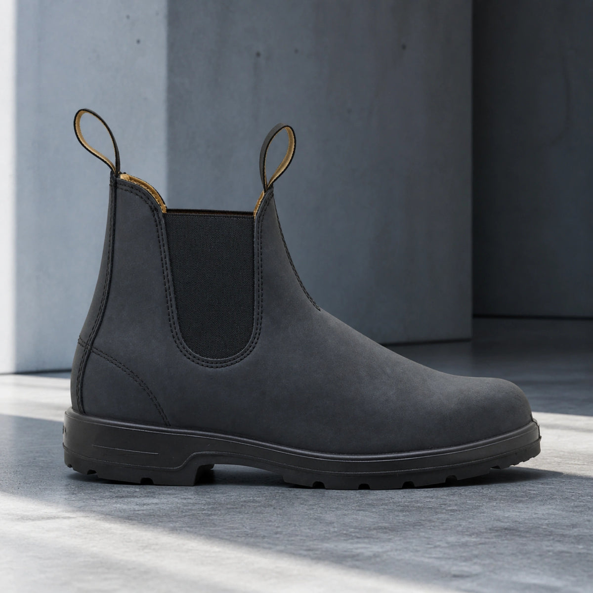 ankle boots — Charcoal gray Chelsea boot true side profile — view 5