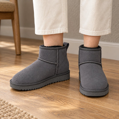 ankle boots — Mia fleece grey front — complete product, exact reference photograph — view 3