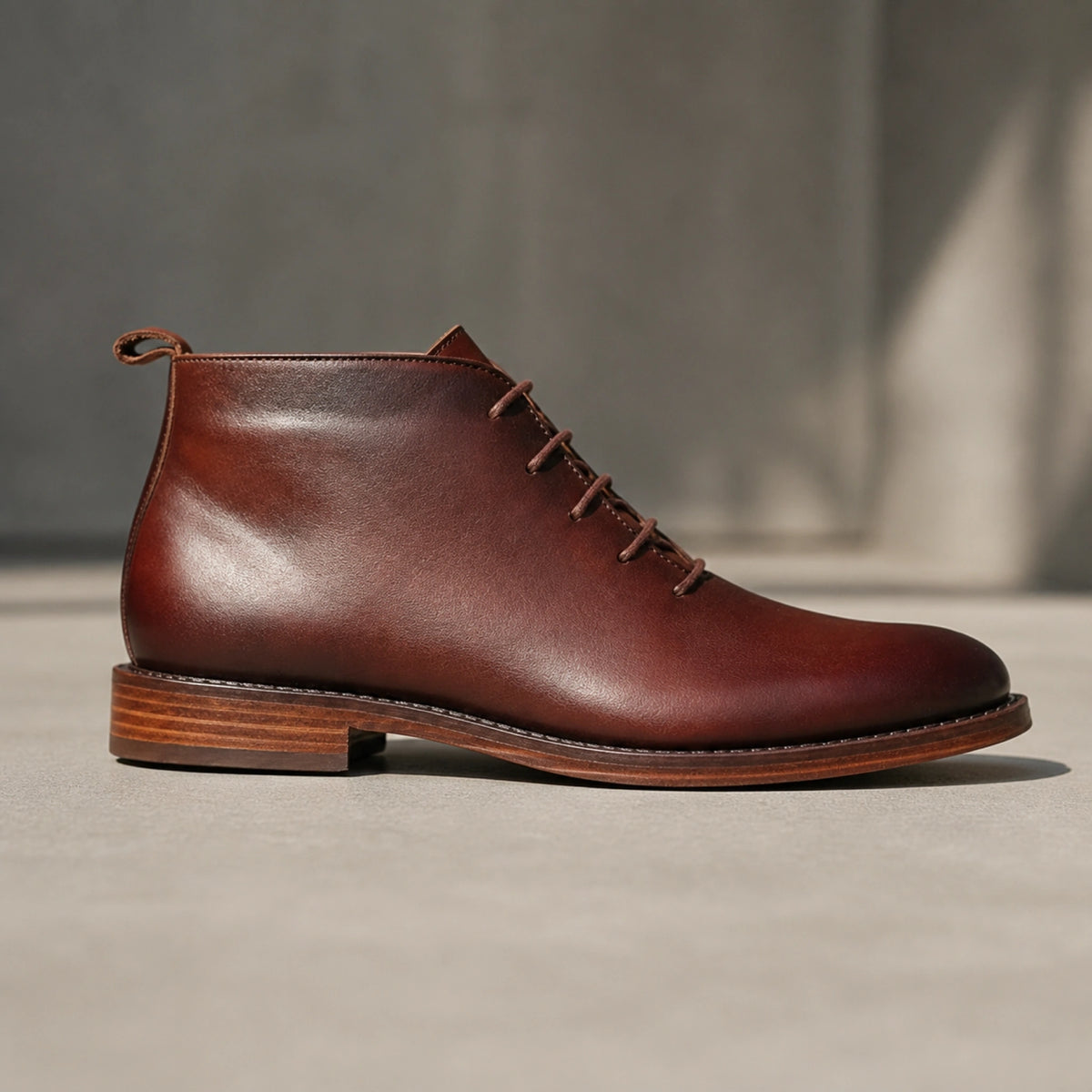 ankle boots — Brown plain toe ankle boot true side profile — view 3