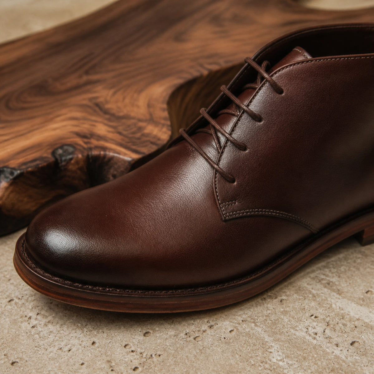 ankle boots — Brown boot leather grain, lacing and welt detail — view 5