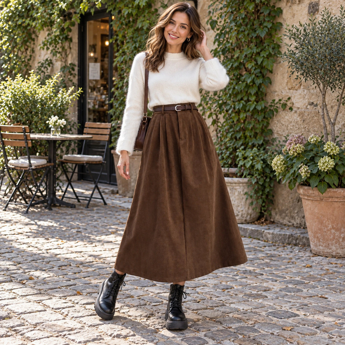 corduroy skirt — Hazel brown — complete product, exact reference photograph — view 6