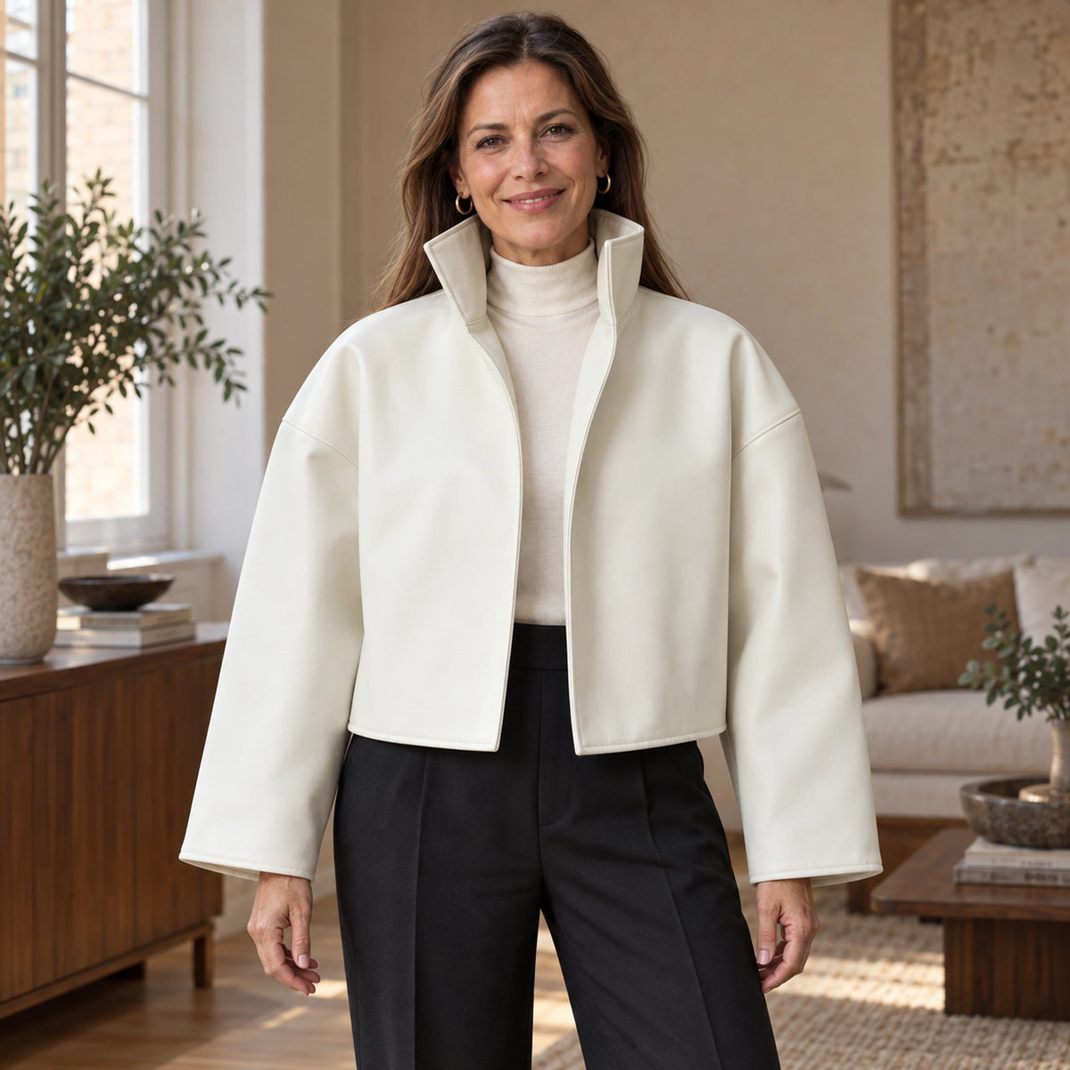 leather jacket — Chloe ivory smooth front — complete product, exact reference photograph — view 5