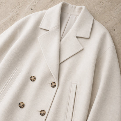 leather jacket — Ivory White cropped coat construction detail — view 8