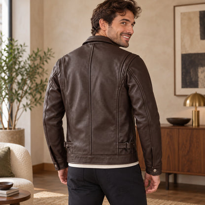 leather jacket — Jack brown back — complete product, exact reference photograph — view 4
