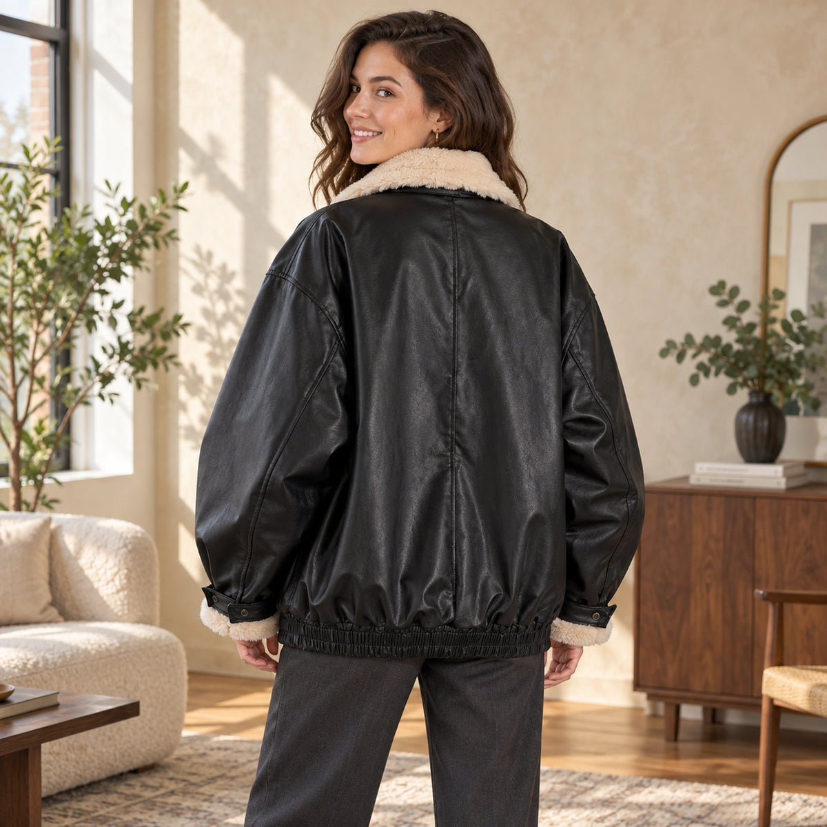 leather jacket — Nora black back — complete product, exact reference photograph — view 4