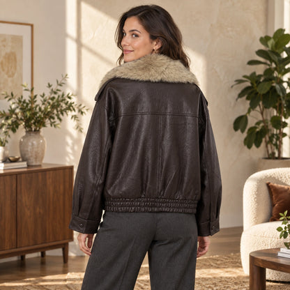 leather jacket — Ruby dark brown back — complete product, exact reference photograph — view 4