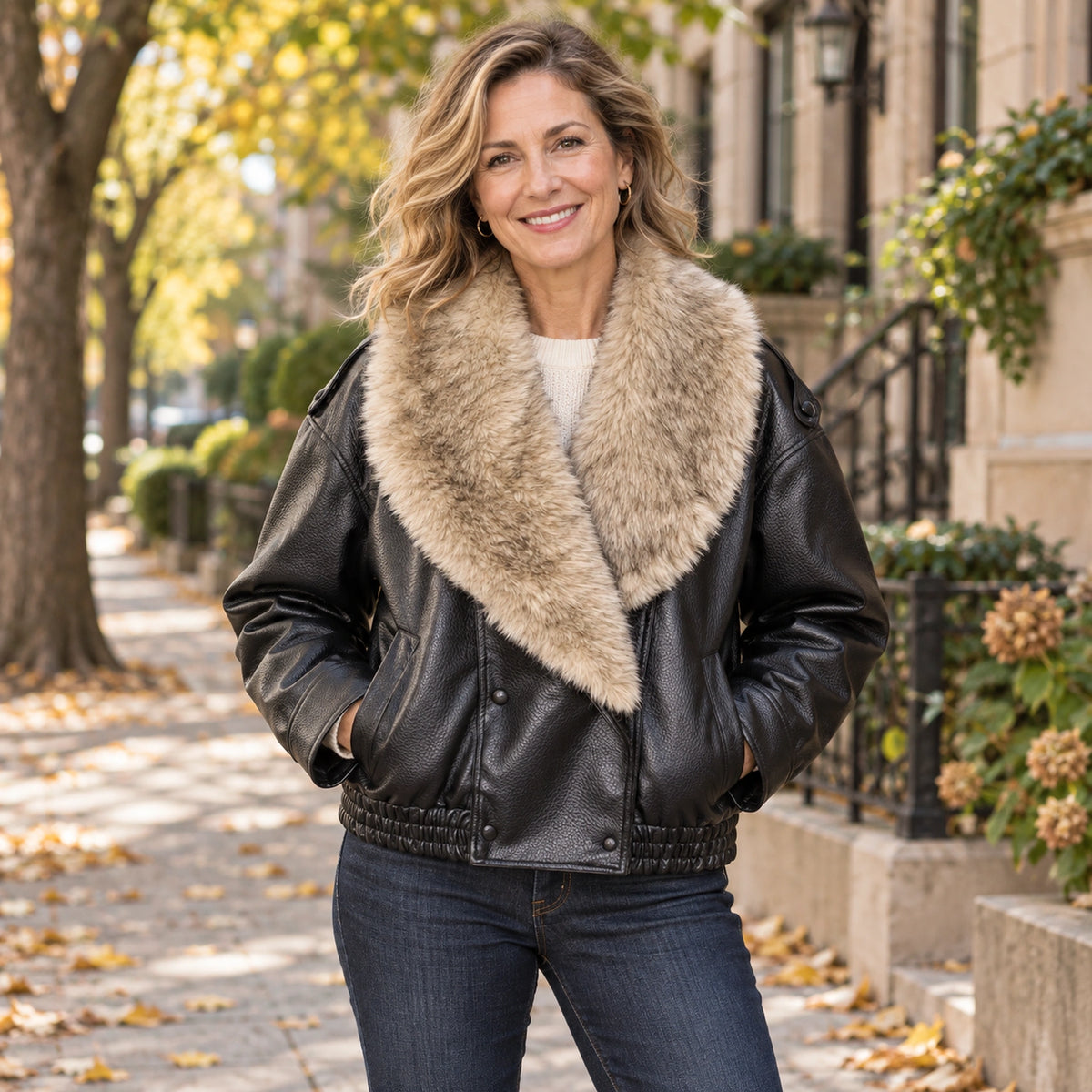 leather jacket — Ruby black — complete product, exact reference photograph — view 7