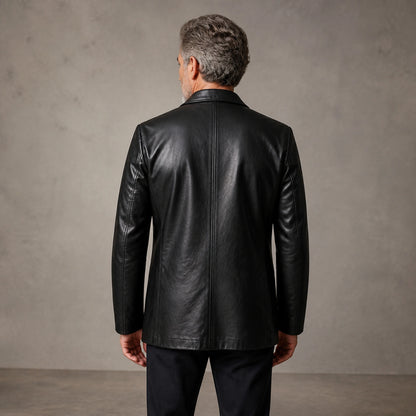 leather jacket — Black leather blazer rear view — view 5