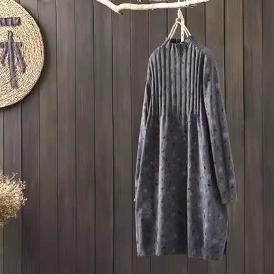 A Line knit mid calf midi jumper dress hanging on wooden wall — view 7 — view 11