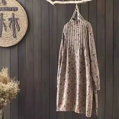A Line knit mid calf midi jumper dress with long sleeves and subtle pattern — view 8 — view 12