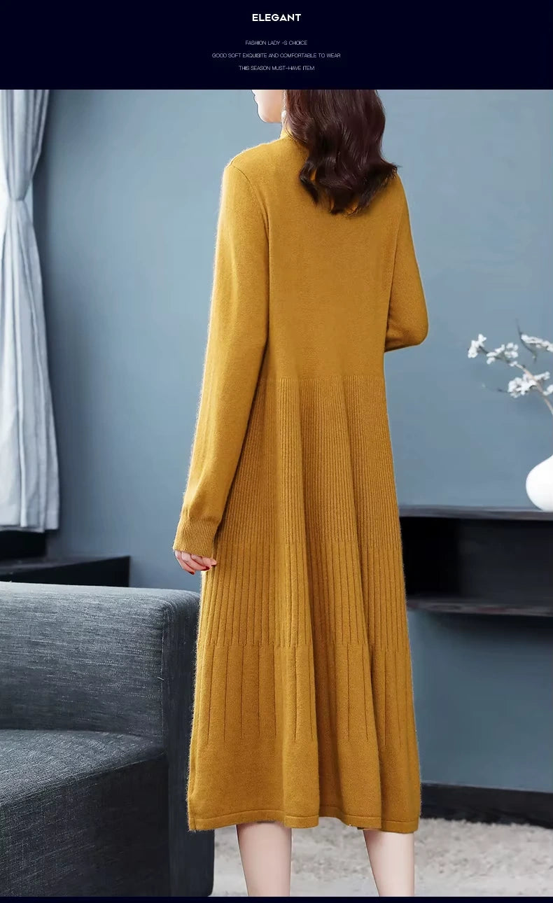 Women's wool blend midi jumper dress with embroidered details, back view — 16 — view 20