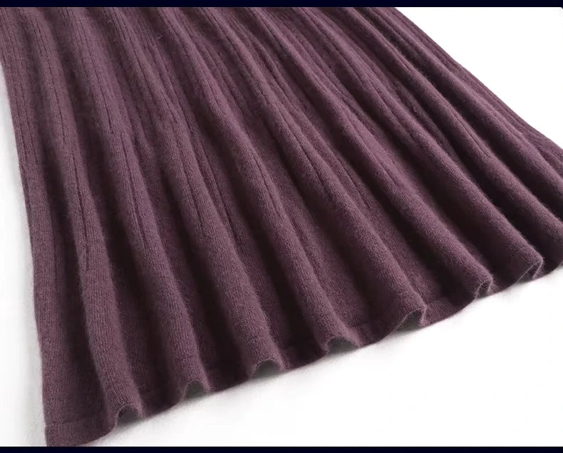 Ribbed wool blend fabric detail of a women's embroidered turtleneck midi jumper dress — view 31 — view 35