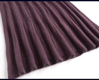 Ribbed wool blend fabric detail of a women's embroidered turtleneck midi jumper dress — view 31 — view 35
