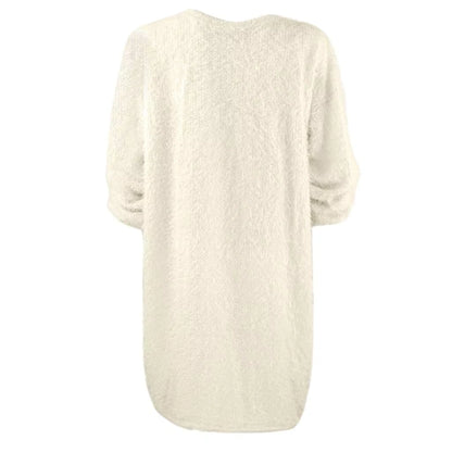 White long sleeve polyester midi jumper dress, back view — 13 — view 23