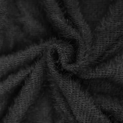 Black textured fabric detail of a women's long sleeve polyester midi jumper dress — view 16 — view 26