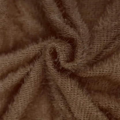 Brown textured fabric detail of women's long sleeve polyester midi jumper dress — view 19 — view 29