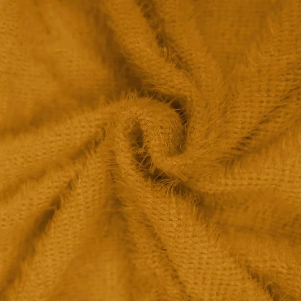 Women's long sleeve polyester midi jumper dress in mustard yellow, close up of fabric texture — view 22 — view 32