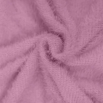 Soft pink textured fabric detail of a women's long sleeve polyester midi jumper dress — view 30 — view 40