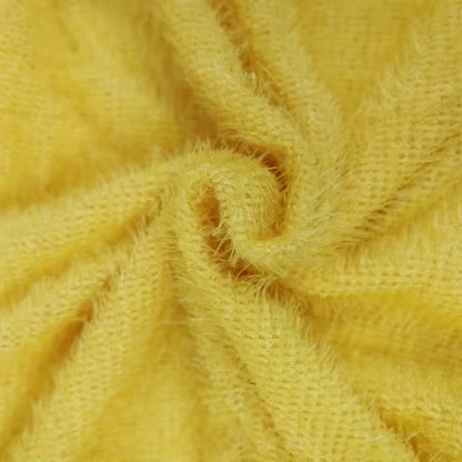 Yellow textured fabric close up of women's long sleeve polyester midi jumper dress — view 37 — view 47