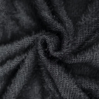 Close up of textured black polyester fabric a women's long sleeve midi jumper dress — view 43 — view 53