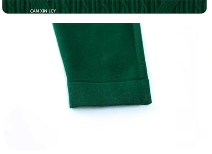 Green fabric close up of women's loose fit A line midi jumper dress sleeve — view 33 — view 36