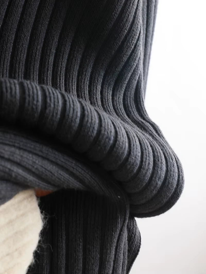 Close up of ribbed knit texture on a women's cotton blend midi jumper dress — view 22 — view 27