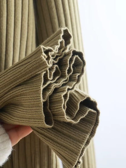 Ribbed knit detail of a women's midi jumper dress in cotton blend fabric — view 28 — view 33