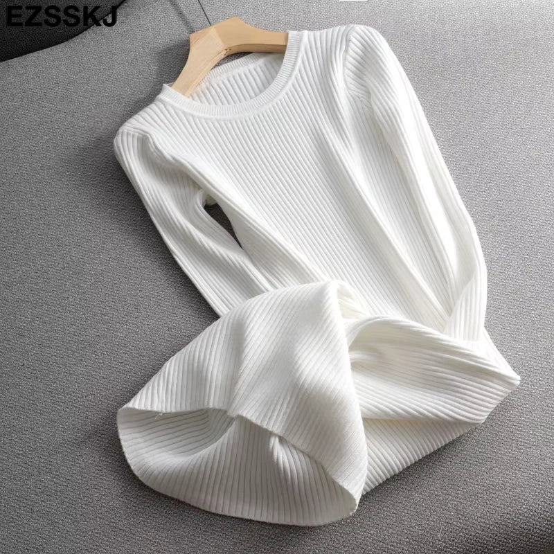 White knit midi jumper dress with O neck and slim fit design, laid flat on a surface — view 7 — view 12