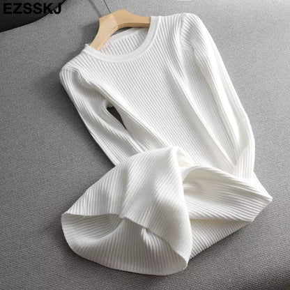 White knit midi jumper dress with O neck and slim fit design, laid flat on a surface — view 7 — view 12