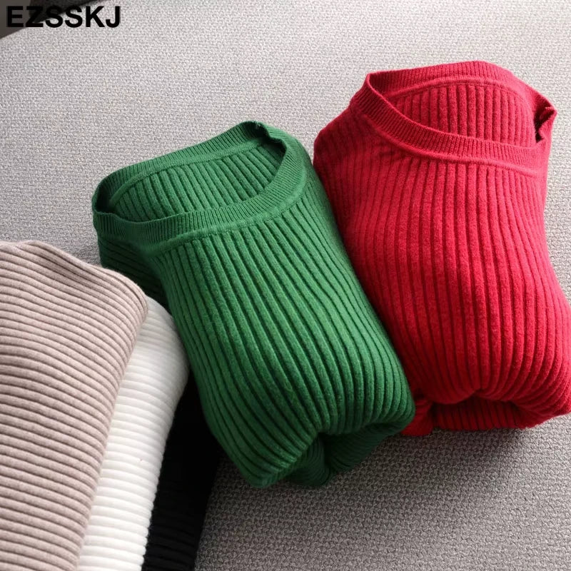Midi jumper dress — Folded knit dresses in green, red, and beige on a grey surface — view 14 — view 19