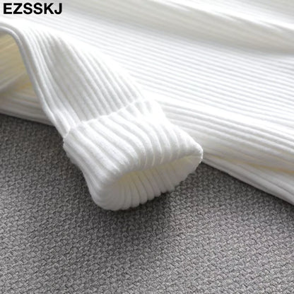White ribbed knit fabric detail of women's midi jumper dress, close up view — 21 — view 26