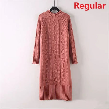 Women's rib knit half high collar knee length midi jumper dress hanging on a hanger — view 7 — view 21