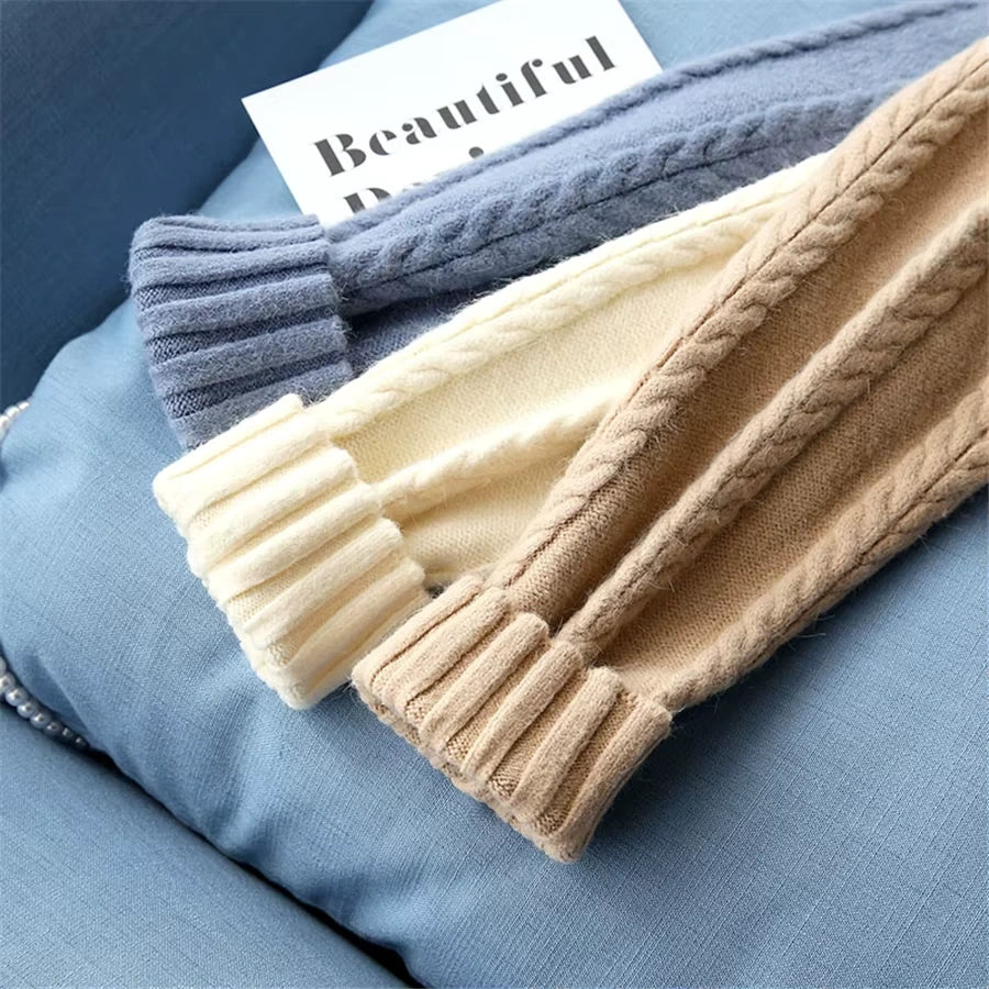 Midi jumper dress — Knit sleeves in beige, cream, and blue with ribbed cuffs, showcasing texture detail — view 26 — view 40