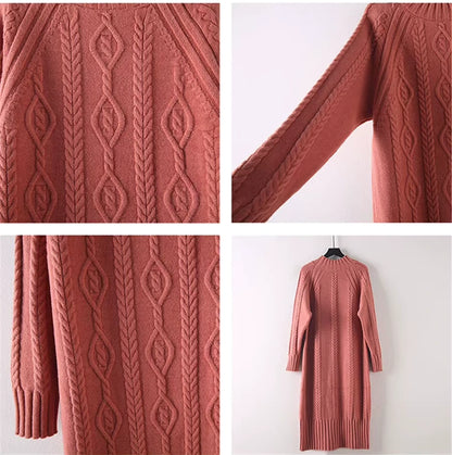 Midi jumper dress — Knit with half high collar and knee length design, featuring ribbed texture intricate — view 27 — view 41