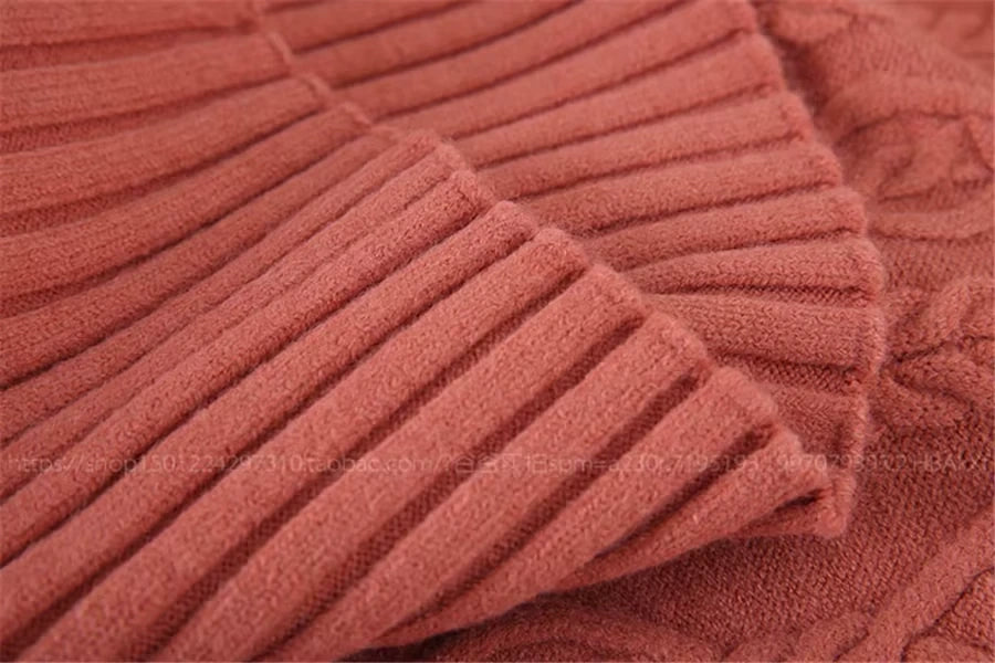 Rib knit texture of a rust coloured midi jumper dress, close up view — 28 — view 42