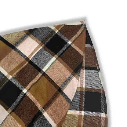 Plaid pattern of a women's tartan line knee length midi jumper dress, close up view — 5 — view 6