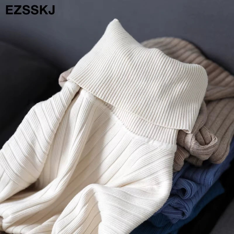 Midi jumper dress — A stack of women's turtleneck straight knit dresses in various colours — view 22 — view 27