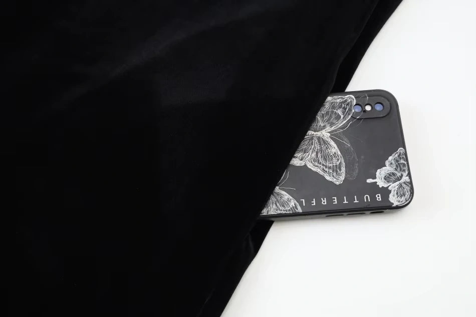 Midi jumper dress — Black velvet fabric with a floral phone case partially visible — view 18 — view 22