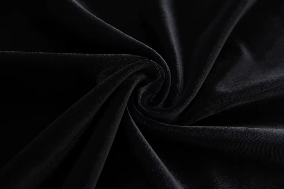 Soft black velvet fabric detail of women's midi jumper dress — view 20 — view 24