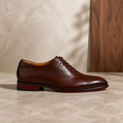 oxford shoes — Dark brown Oxford shoe true side profile — view 3