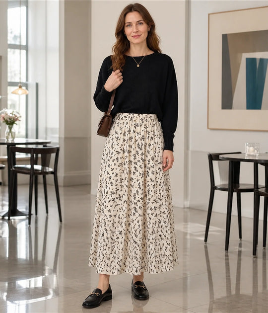 Ivory Black Floral