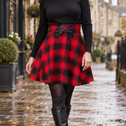 Red Lace-Up Plaid
